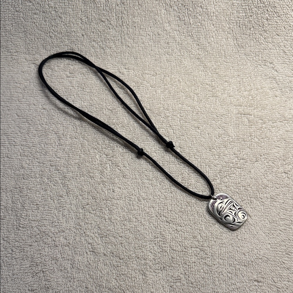 Frederick Raven Silver Pendant Necklace with Black Cord